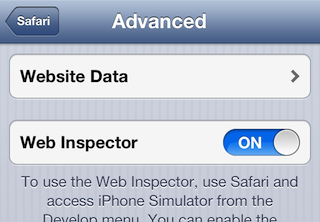 Enable web inspector